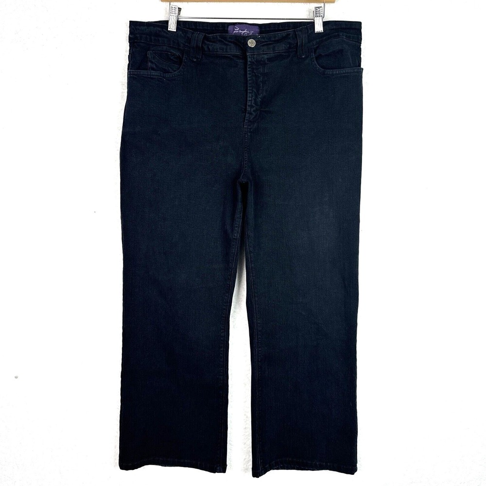 NYDJ Black Straight Leg Jeans Womens 20WP Plus Petite High Rise Stretch Denim